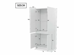 Muebles Niño|Armario 70 × 40 × 170 cm - modelo de doble puerta con amplios compartimentos de almacenamiento -