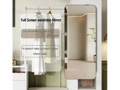 Armario 6 en 1 - 163 x 35 x 161 cm - espejo + banco y zapatero + vitrina + LED - aglomerado -^Merax Best