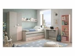 Loungitude Muebles Niño|Armario 3 puertas aglomerado rosa 200x90x52cm