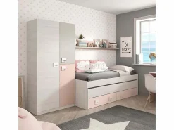 Loungitude Muebles Niño|Armario 3 puertas aglomerado rosa 200x90x52cm