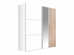 Vente-unique armario 2 puertas con espejo L203 cm en y natural claro - ADOSILA Blanco Online