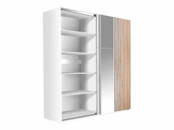 Vente-unique armario 2 puertas con espejo L203 cm en y natural claro - ADOSILA Blanco Online