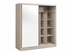 Vente-unique Armario|Armario 2 puertas correderas con espejo L203 cm color beige y natural - CALOWI
