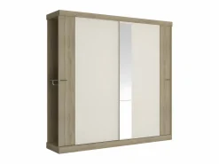 Armario 2 puertas correderas natural y blanco marfil ADALRIK II^Vente-unique Hot
