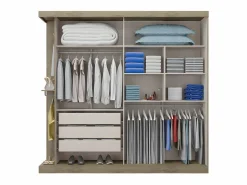 Armario 2 puertas correderas natural y blanco marfil ADALRIK II^Vente-unique Hot