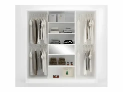 Vente-unique Armario|Armario 6 puertas y 1 cajón con espejo 200 cm color ZADIA