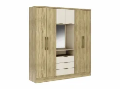 Armario 6 puertas y 3 cajones con espejo L180 cm en natural y beige - ELORIO^Vente-unique Clearance