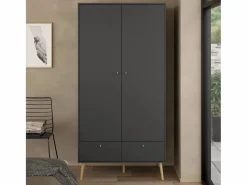 Calicosy Armario 2 puertas y 2 cajones con patas de madera H200,1 cm - TARP Gris Hot