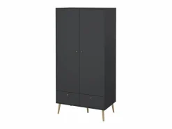 Calicosy Armario 2 puertas y 2 cajones con patas de madera H200,1 cm - TARP Gris Hot