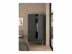 Calicosy Armario 2 puertas y 2 cajones con patas de madera H200,1 cm - TARP Gris Hot
