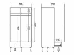 Calicosy Mueble Perchero|Armario 2 puertas y 2 cajones con patas de madera H200,1 cm - TARP