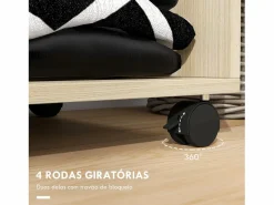 Homcom Armario abierto Kirk 1 barra + 2 estantes + ruedas natural 128x60x40 cm Blanco