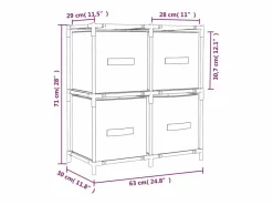 vidaxl Cajonera De Escritorio|Armario almacenaje de acero con 4 cestas tela 63x30x71 cm