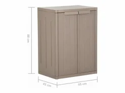 vidaxl Armario almacenaje de jardín PP apariencia madera 65x45x88 cm Marru00f3n Discount