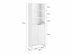 Armario Alto de Baño Ancho con Cesto para Ropa Sucia BZR155-W ES^Sobuy