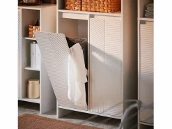 Armario Alto de Baño Ancho con Cesto para Ropa Sucia BZR155-W ES^Sobuy