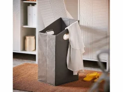 Armario Alto de Baño Ancho con Cesto para Ropa Sucia BZR155-W ES^Sobuy