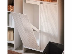 Armario Alto de Baño Ancho con Cesto para Ropa Sucia BZR155-W ES^Sobuy