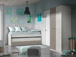 Loungitude Armario Ares Plus 2 puertas con barra + 3 estantes blanco/basalto 200x90x52 cm Gris Hot