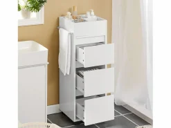 Sobuy Armario Auxiliar Baño Blanco con 3 cajones 30 x 30 x 90 cm Blanco BZR29-W ES Color natural claro Sale