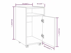 vidaxl Estantería|Armario auxiliar ruedas contrachapado roble ahumado 33x38x60 cm