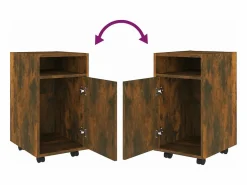 vidaxl Estantería|Armario auxiliar ruedas contrachapado roble ahumado 33x38x60 cm