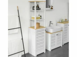 Armario Baño Alta Mueble Columna de baño Armario para baño con 5 Estantes Estanterías de baño Medidas: 40x30x160cm BZR43-W ES^Sobuy Discount