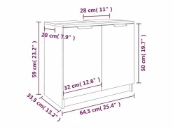 vidaxl Mueble De Lavabo|Armario baño madera contrachapada roble ahumado 64,5x33,5x59 cm