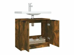 vidaxl Mueble De Lavabo|Armario baño madera contrachapada roble ahumado 64,5x33,5x59 cm