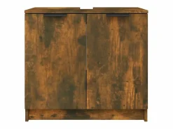vidaxl Mueble De Lavabo|Armario baño madera contrachapada roble ahumado 64,5x33,5x59 cm