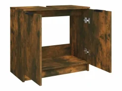 vidaxl Mueble De Lavabo|Armario baño madera contrachapada roble ahumado 64,5x33,5x59 cm