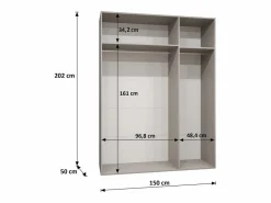 Abiks Möbel Armario Bari 1 con puertas batientes 202/150/52 3 puertas Negro Outlet