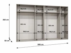 Abiks Möbel Armario Abierto, Vestidor|Armario Bari 1 con puertas batientes 202/300/52 6 puertas
