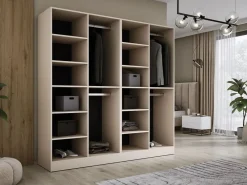 Armario Abierto, Vestidor|Armario: Arena / Vidrio Ranurado, 200 x 200 x 51 cm