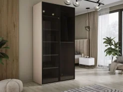 Armario Abierto, Vestidor|Armario: Beige Arena / Vidrio Antisol, 100 x 200 x 51 cm