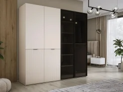 Armario: Beige Arena / Vidrio Antisol, 200 x 200 x 51 cm Negro New