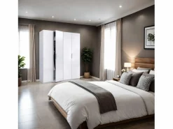 Armario Belar 4 puertas Blanco Brillo^duehome New