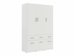 Vente-unique Armario BELOMY de 5 puertas y 6 cajones, 228 cm de ancho, Blanco Best