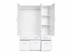 Vente-unique Armario BELOMY de 5 puertas y 6 cajones, 228 cm de ancho, Blanco Best