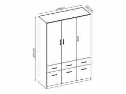 Vente-unique Armario BELOMY de 5 puertas y 6 cajones, 228 cm de ancho, Blanco Best