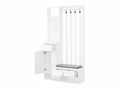 Hauss Spole Armario con 3 cajones, 1 puerta, 4 ganchos y tablero perforado, 100 x 35 x 180 cm Blanco Hot