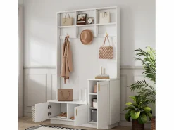 Armario con 3 puertas, 3 ganchos y almacenaje abierto, 120x40x200 cm^Hauss Spole Best