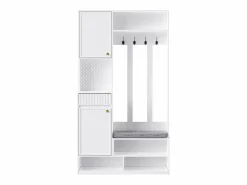 Hauss Spole Armario con 2 puertas, 1 cajón, 4 ganchos y 1 banco, 100x30x180cm Blanco