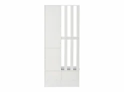 Hauss Spole Armario De Entrada|Armario con 2 puertas, cajón, colgadores y banqueta, puerta de cristal 85x33,5x200cm