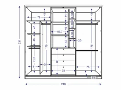 Armario BODIL II natural puertas correderas - Espejo cajones^Vente-unique Sale