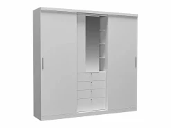 Armario BODIL puertas correderas espejo cajones - L.240cm -^Vente-unique Discount