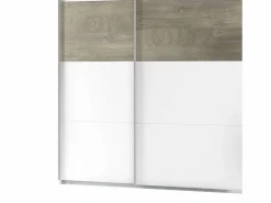 duehome Armario|Armario Brike 180 2 puertas correderas Blanco Artik (Blanco Mate) – Roble Alaska