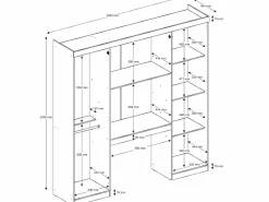 Vente-unique Muebles Niño|Cabecero Y Puente De Cama|Armario cabecero ANTERO - Compartimentos - Anch200cm