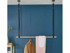 Mueble Perchero|Armario colgante de madera L100cm con correas de cuero VIKY