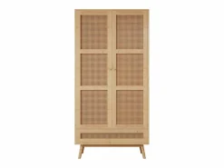 ModernLuxe Armario con barra - 2 puertas de malla de ratán y 1 compartimento con solapa - Natural Color natural claro Clearance